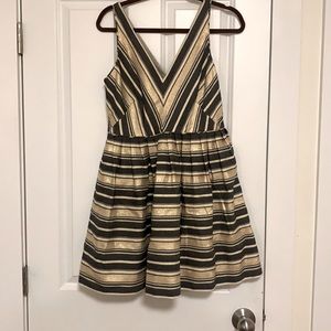 NWT! J. Crew Gray & Gold Metallic Striped Dress Size P10